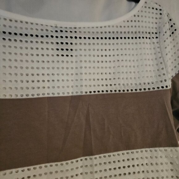 Ann‎ Taylor Woman’s Top, Size Large Eyelet stripe - Picture 6 of 9